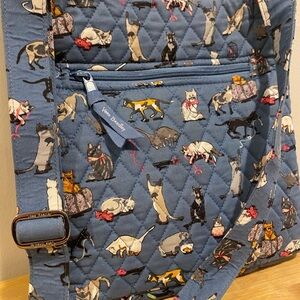 Vera Bradley Blue Quilted Bag with Cat Print